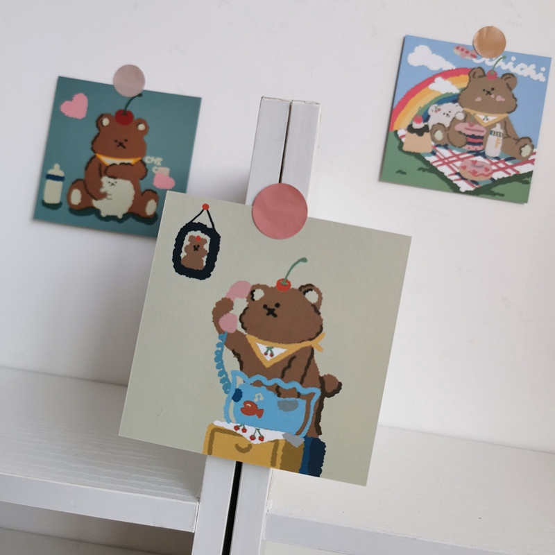 Set thẻ ảnh gấu dễ thương trang trí phòng độc đáo