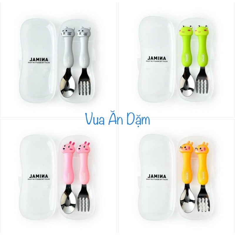Thìa Nĩa cho bé tập ăn dặm ANIMALS kèm hộp xịn xò