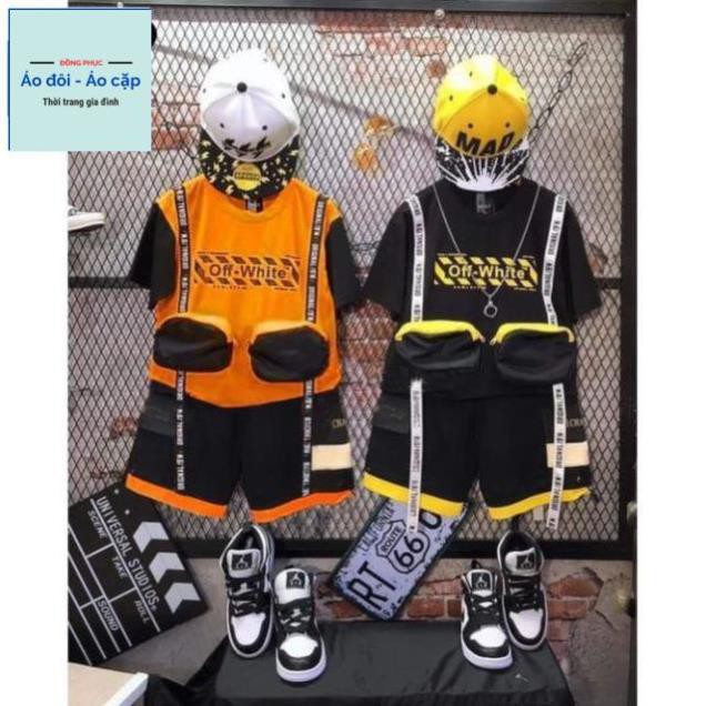 Đồ bộ bé trai, bé gái, bố mẹ mặc cùng nhau, dáng HipHop thun cotton ngắn tay - Quần áo trẻ em - Áo Đôi (Cam) (210571)