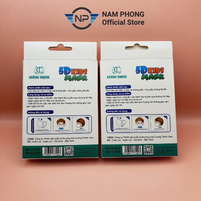 Khẩu trang trẻ em 3 lớp 5D KIDS MASK kháng khuẩn và chống bụi mịn, an toàn cho bé