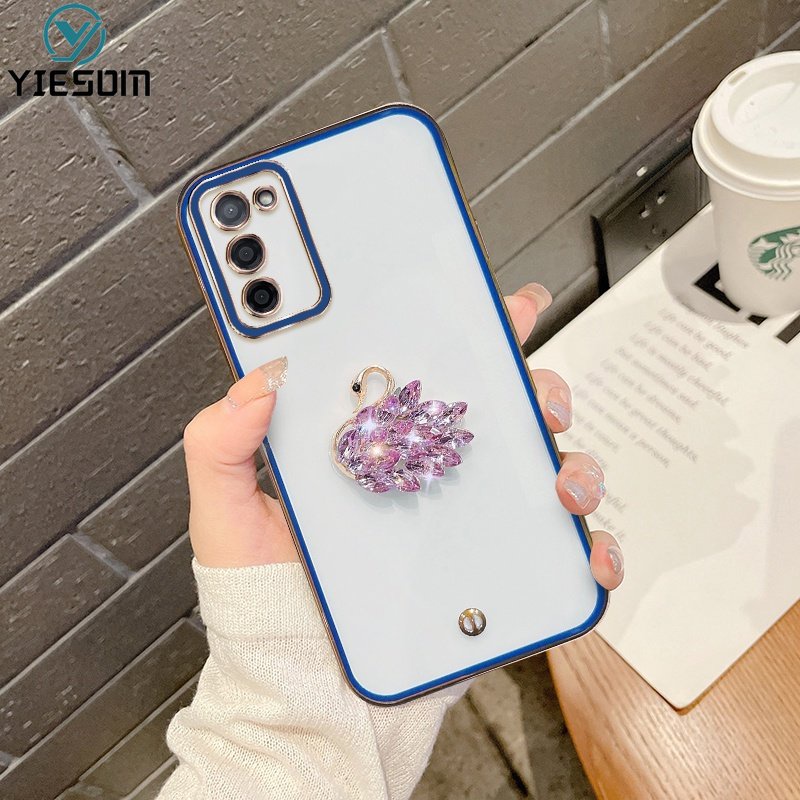 Ốp Điện Thoại Silicon Dẻo Trong Suốt Mạ Thiên Nga Sang Trọng Samsung Galaxy A03 A03S A02S A02 A21S A11 A71 A51 4G A50 A50S A30S A20 A30