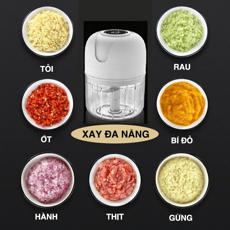 Máy Xay Tỏi Ớt Cầm Tay Tích Điện Cầm Tay