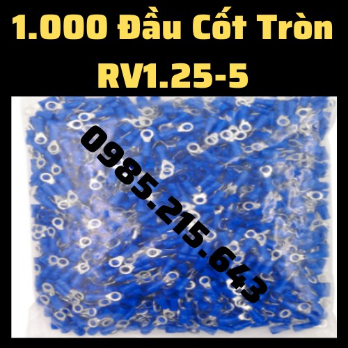 1000 Đầu cos tròn RV1.25-5, đầu cốt tròn RV1.25-5, đầu cos chữ O, đầu cos dây điện