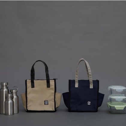 Jamlos Lunch Bag 2.0 - Túi đựng hộp cơm đồ ăn chai nước dáng tote vải canvas lót cách nhiệt nhiều ngăn thời trang