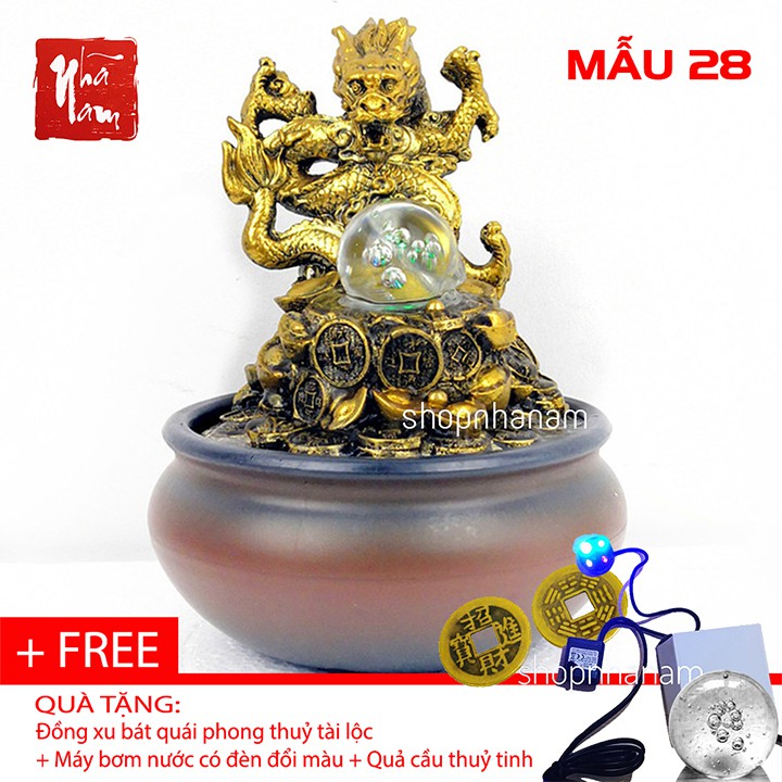 Thác nước phong thuỷ cá chép non bộ phật di lặc