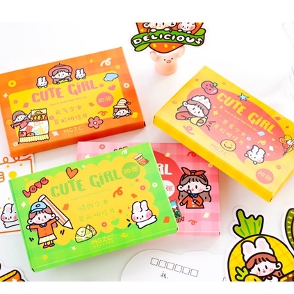 [Hàng mới về] Hộp Sticker Cute Girl hình cô bé Đáng yêu