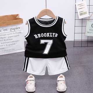 Bộ Ba Lỗ Chất Cotton Lưới Brooklyn Số 7 Bé Trai, Thoáng Mát Đồ Bộ Trẻ Em Thể Thao Unchi Store (V448)