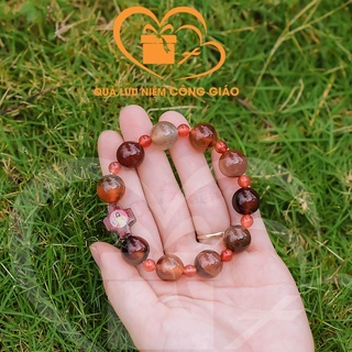 Chuỗi mân côi đá nhiều màu cách đá 14 li Quà Lưu Niệm Công Giáo