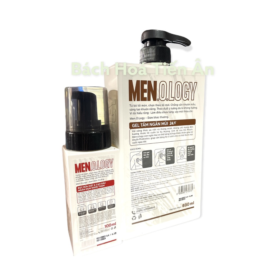 Gel Tắm Ngăn Mùi 24h Men.O.Logy -630ml Tặng lọ bọt rửa mặt &amp; cạo râu 100ml