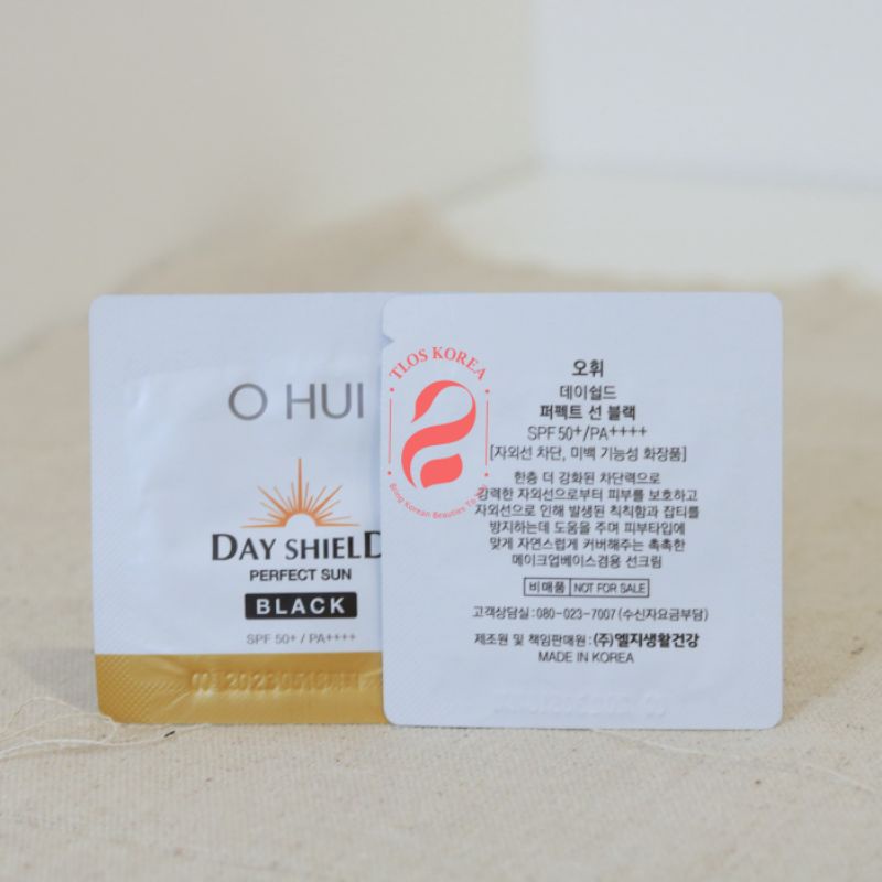 Kem chống nẵng dưỡng trắng, da đen sạm Ohui Day Shield Perfect Sun Black SPF50+/PA++++ 1ml Gói sample