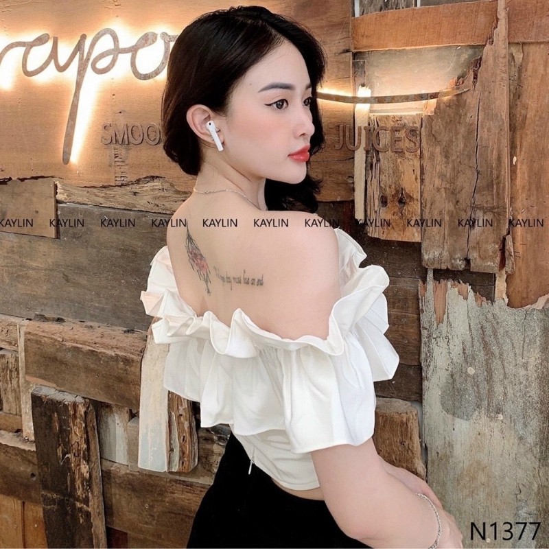 Áo croptop kiểu tay phồng trễ vai form ngắn điệu đà siêu hot dễ thương gợi cảm sexy T | BigBuy360 - bigbuy360.vn
