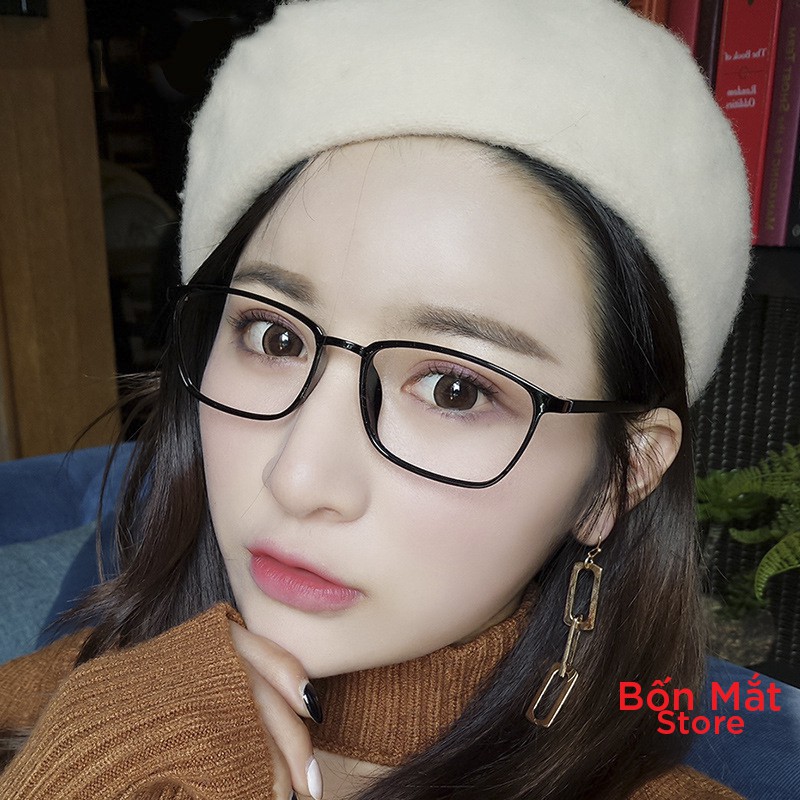 Gọng Kính Cận Nhựa Acetate Form Vuông Basic B392 Đen Trơn-Tặng Khăn Hộp | BigBuy360 - bigbuy360.vn