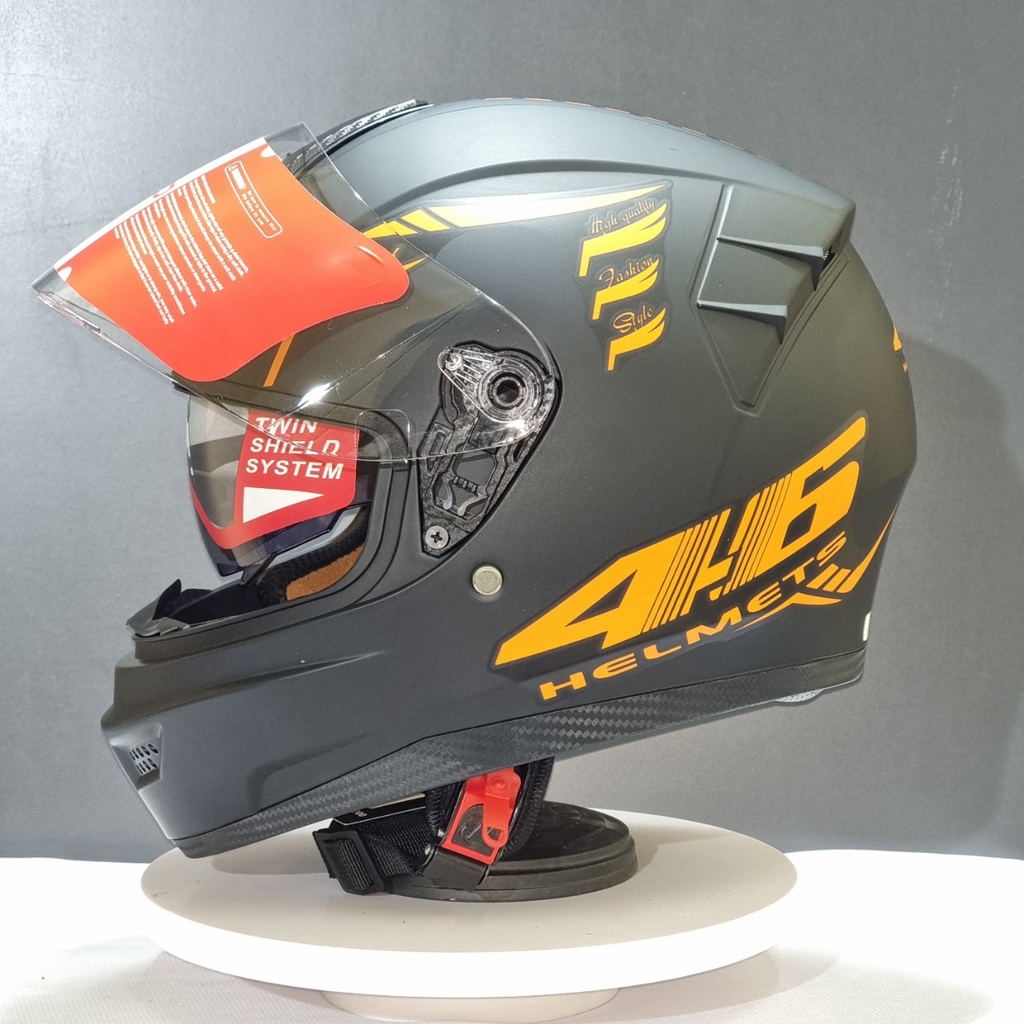 Mũ bảo hiểm trùm đầu GRO HELMET 2 kính mẫu tem dán sang trọng bảo hành 12 tháng