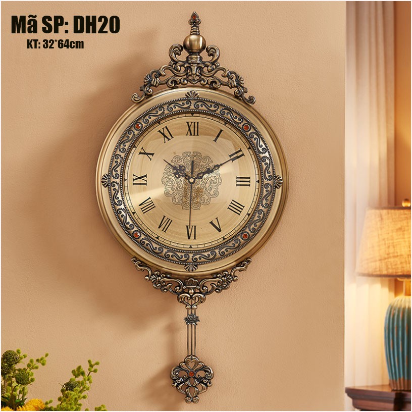 Đồng hồ treo tường quả lắc phong cách cổ điển châu Âu DH20