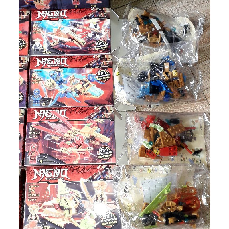 Lắp ráp 1 hộp LegoNinja Chim Ưng 80222 có nhiều chi tiết bằng nhựa rất đẹp