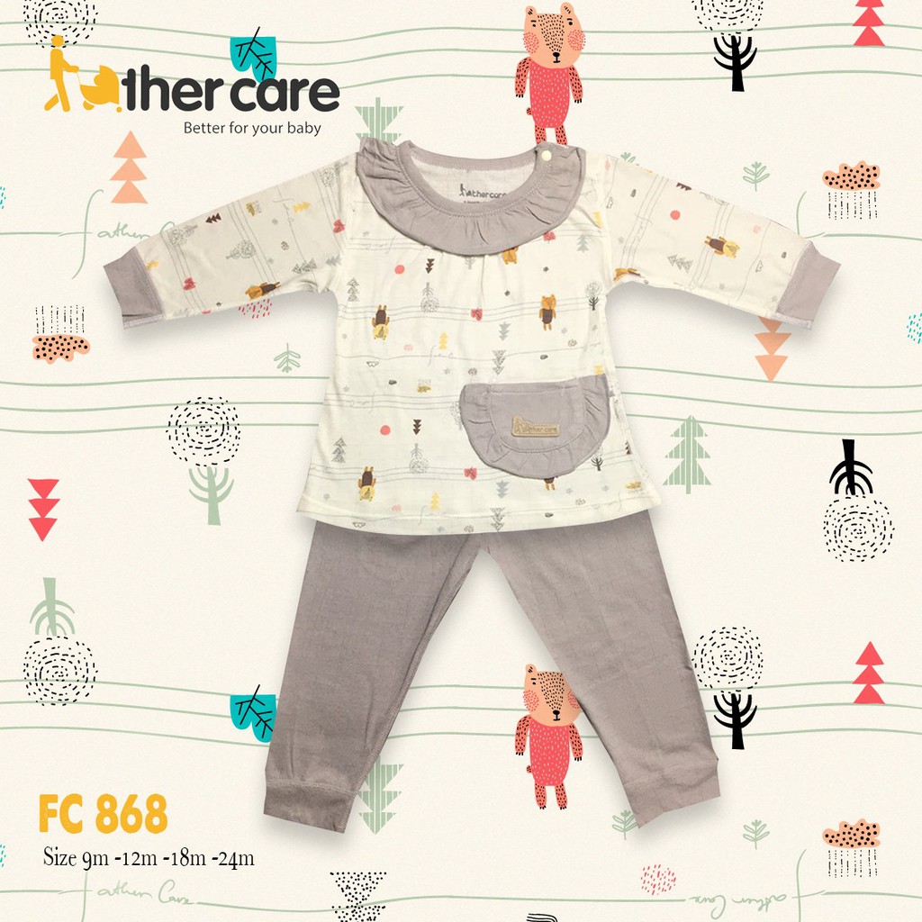 Bộ Quần áo bé gái FatherCare Cổ bèo DT - Báo  FC868