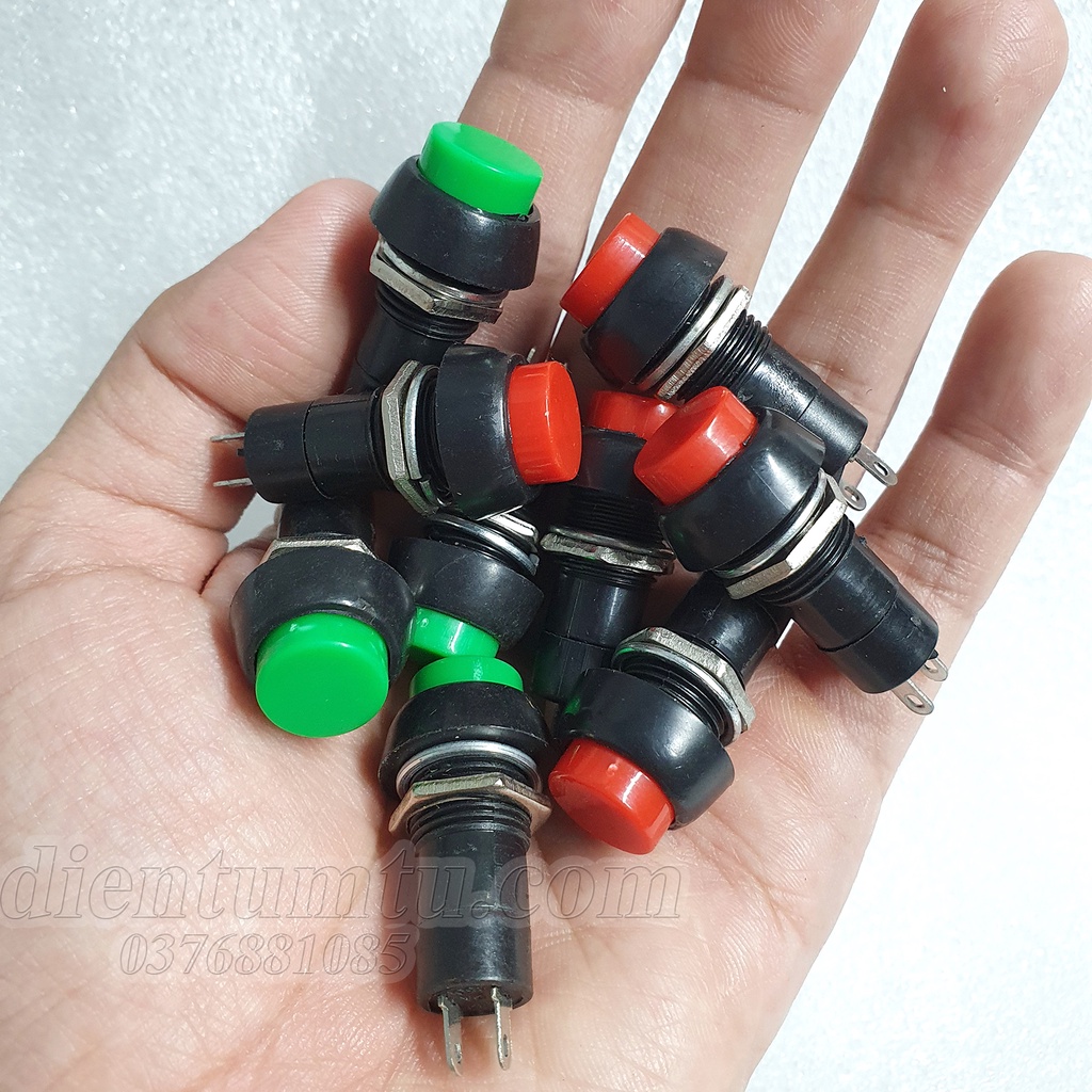 Nút nhấn giữ trạng thái PBS-11A 250V 3A 12mm - ON/OFF, Tự Khóa
