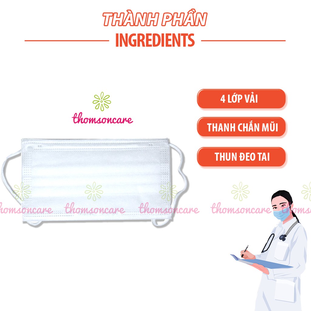 Khẩu trang 4 lớp kháng khuẩn - Khẩu trang y tế, kt lọc bụi