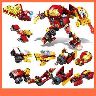 Đồ chơi xếp hình lego giá rẻ 10 trong 1 SY 1098 mô hình siêu anh hùng Marval Hulkbuster Người sắt Ironman 204 chi tiết