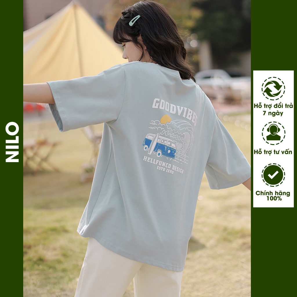 Áo thun Unisex NILO Basic  phông trơn nam nữ tay lỡ oversize form rộng