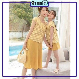 Đồ đôi mẹ và bé ❤️𝑭𝑹𝑬𝑬𝑺𝑯𝑰𝑷❤️ Giảm 5K khi nhập mã [ AO DOI ] Bộ Đồ Mẹ Và Bé Gái Áo Caro Cổ Vuông Chân Váy