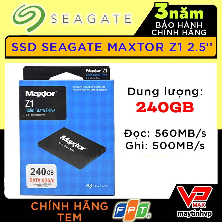 [Mã 159ELSALE hoàn 7% xu đơn 300K] KM ổ cứng SSD 240Gb Kingfast Seagate Maxtor Z1 bảo hành 3 năm FPT