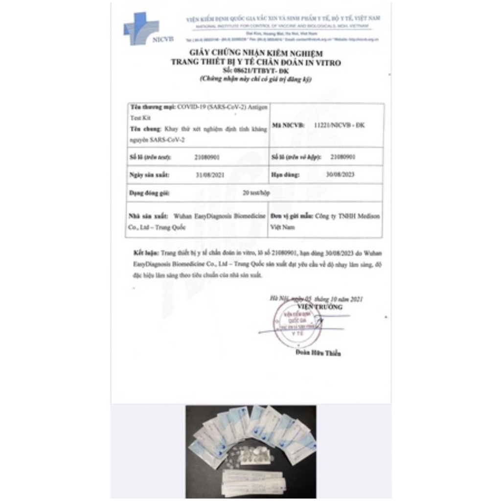 Bộ Kit Test Nhanh Covid Novel Coronavirus Jinwofu