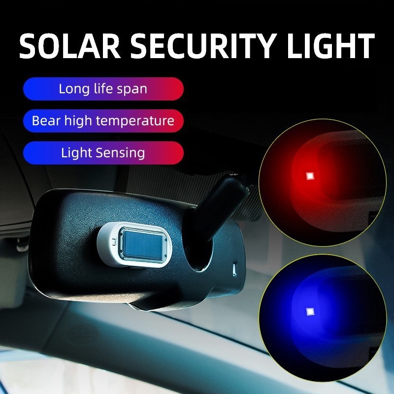 Đèn LED Tín Hiệu Cảnh Báo Năng Lượng Mặt Trời Tự Dính Chống Trộm Có Thể Sạc Lại Bằng Cổng USB Cho Xe Hơi