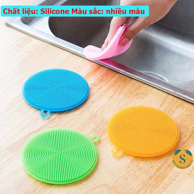 Miếng Rửa Bát, Chén, Xoong Nồi Silicon Có Móc Treo Tiện Dụng [RỬA BÁT SILICON]