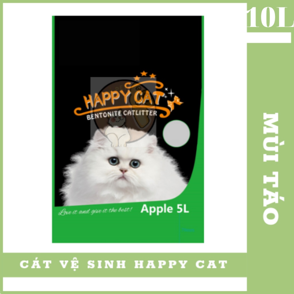 ( Tiết Kiệm ) Cát Vệ Sinh Happy Cat Cho Mèo 10L - Mùi Táo