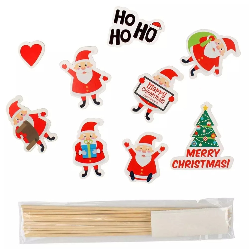 Set 9 cây que hình ông già Noel/chúc mừng Giáng Sinh/Năm mới phụ kiện trang trí bánh kem/bánh mì/tráng miệng đẹp mắt