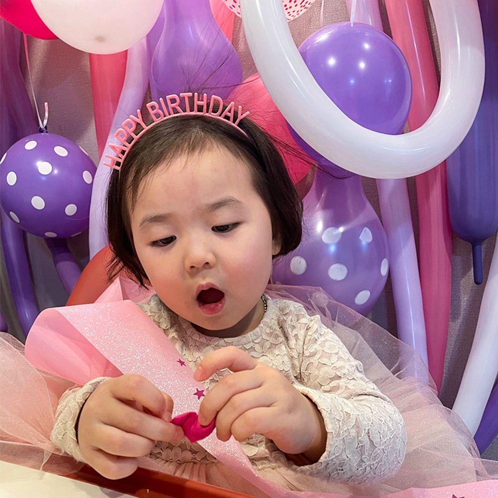 Băng Đô Cài Tóc Bằng Nhựa In Chữ Happy Birthday Phong Cách Hàn Quốc