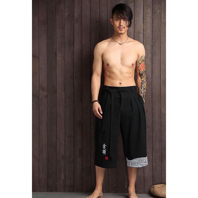 Quần lửng Kimono Kawaki, quần đũi lửng Edo Menswear Japan style, chất đũi mềm mát xu hướng thời trang 2023