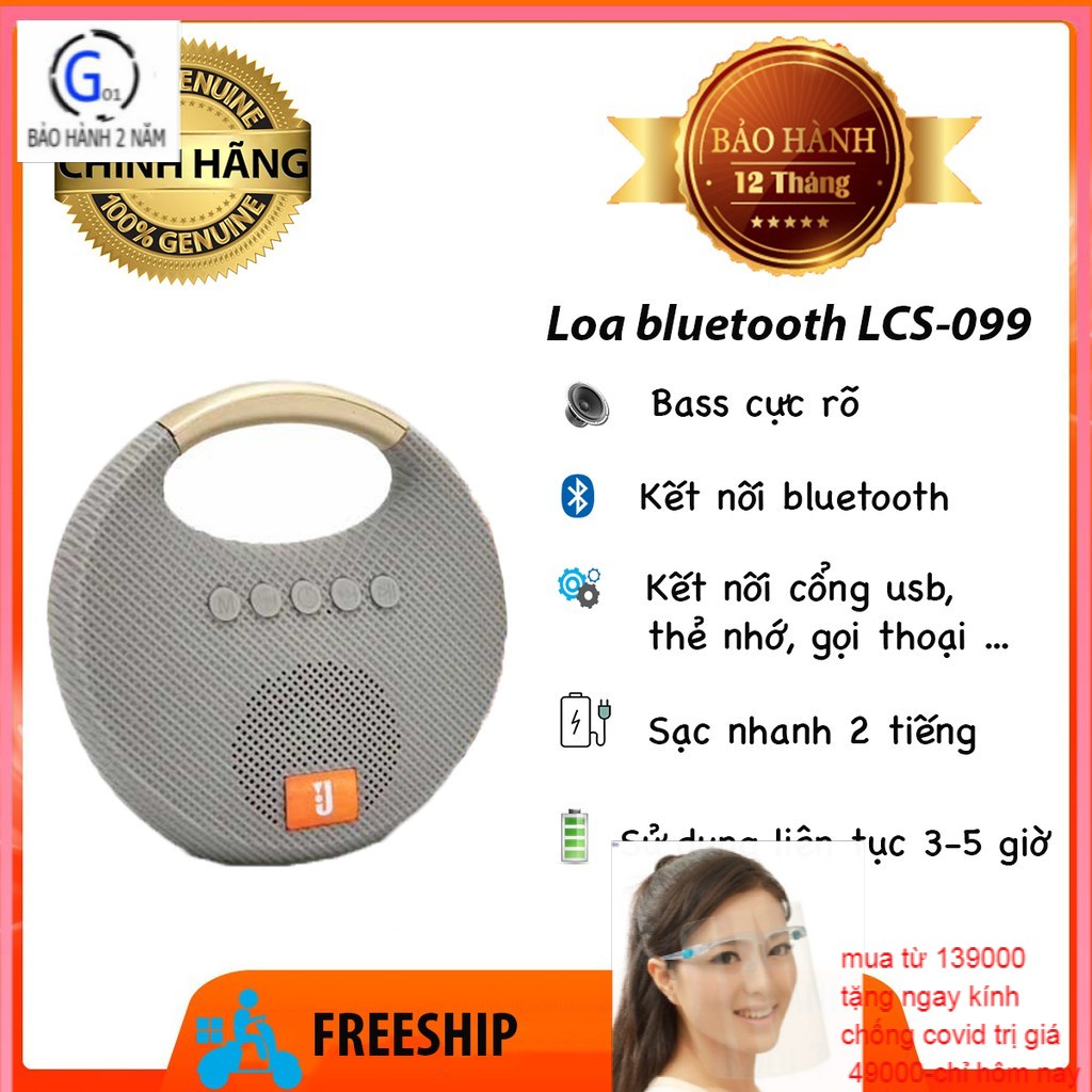 Loa bluetooth LCS-099 có quai xách loa không dây kết nối xa 10m âm thanh siêu rõ to chân thực bass chất lừ