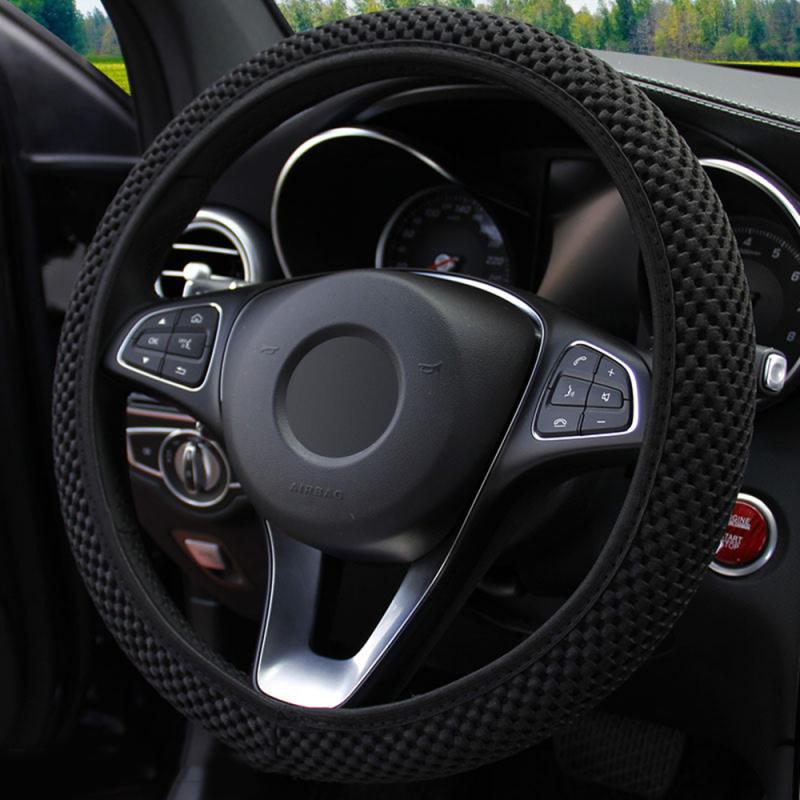 1 Vỏ Bọc Vô Lăng Xe Hơi 38CM Bằng Lụa Lạnh Màu Đen Chống Trượt Chống Mài Mòn