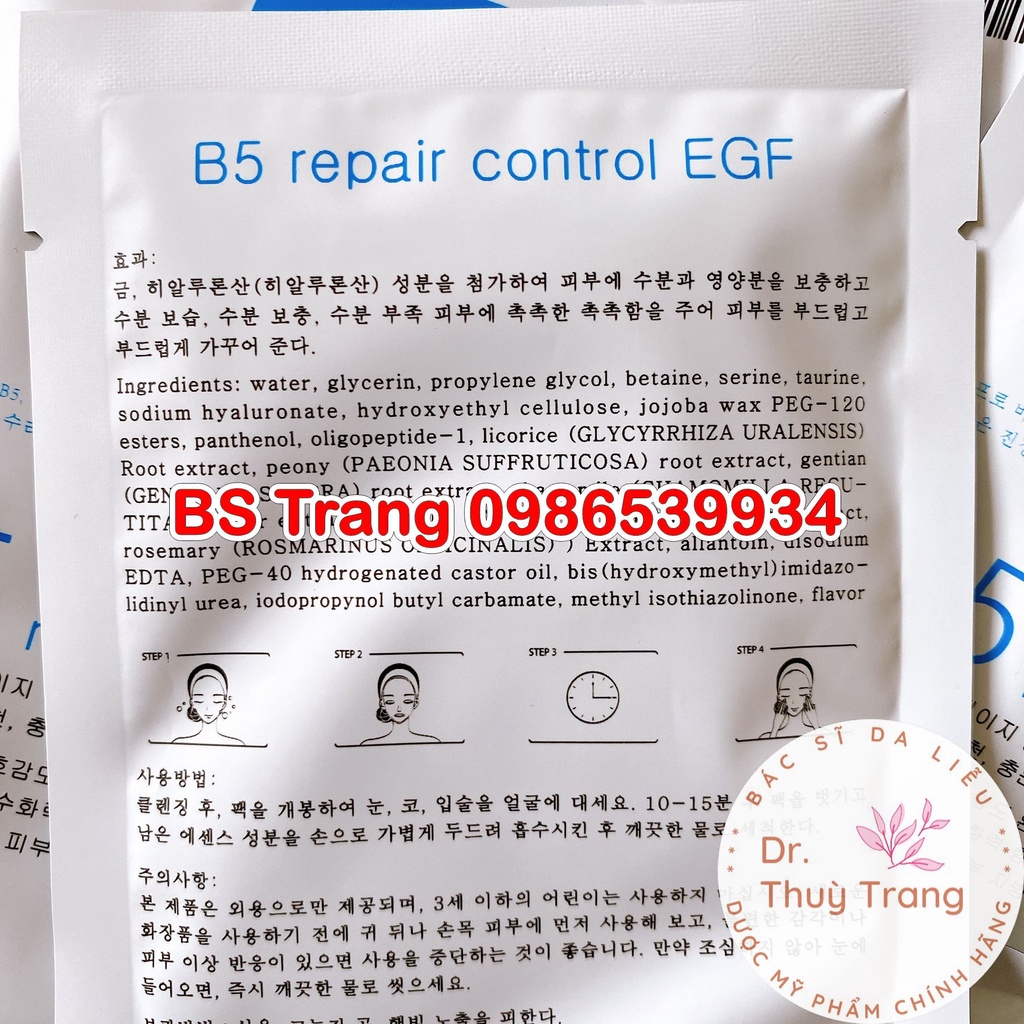 Mặt nạ phục hồi, trắng da, dịu da B5 Repair Control công nghệ Hàn Quốc giúp trắng da, trẻ hóa da, nâng cơ