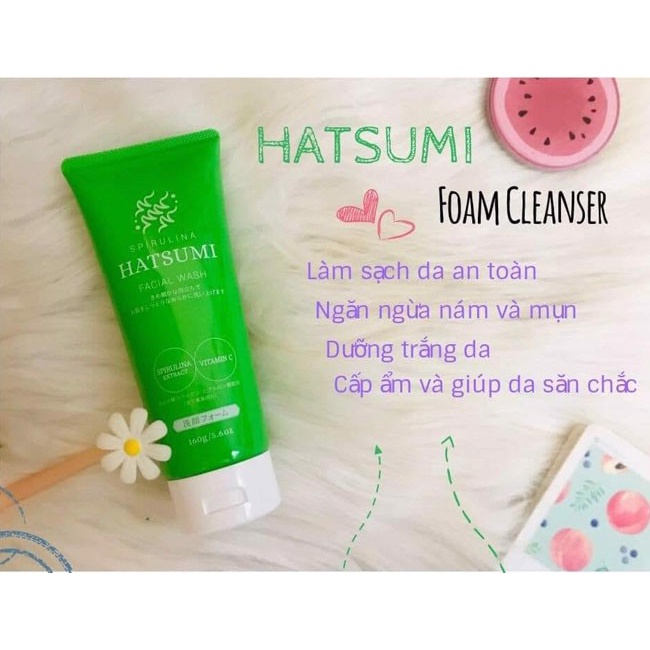 Sữa Rửa Mặt Tảo Xoắn và VitaminC  Trắng Da Ngừa Mụn Hatsumi 160g