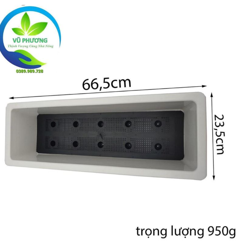 Khay Trồng Rau Thông Minh - Chậu Nhựa Trồng Rau, Trồng Hoa  Có Giá Sắt Treo -66.5x23.5x16cm