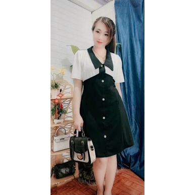 Đầm phối trắng form A Bigsize 60_90 ký, thời trang nữ dành cho khách ngoại cỡ