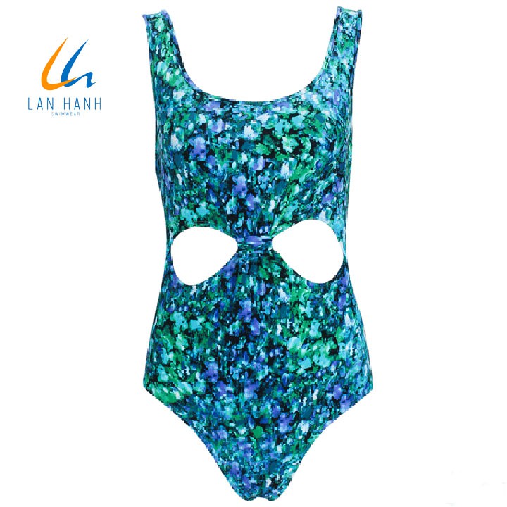 Bộ bơi liền mảnh Lan Hạnh họa tiết xanh - 10065