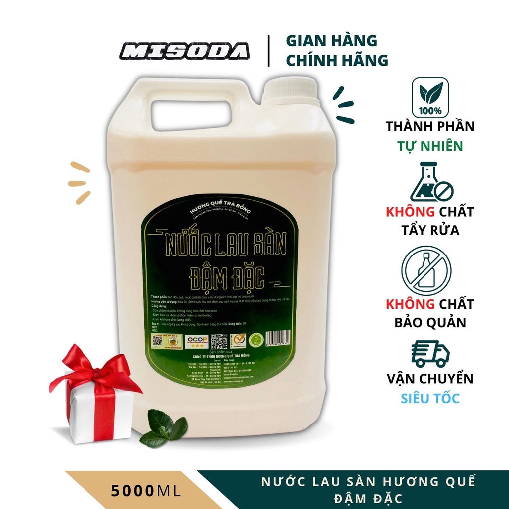 Nước lau sàn đa năng Hương Quế Trà Bồng 5000ml, an toàn sức khỏe, diệt khuẩn, xua đuổi côn trùng, khử mùi hiệu quả