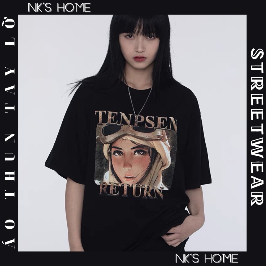 Áo thun tay lỡ unisex in hình CÔ GÁI TENPSEN RETURN cho nam nữ phong cách hàn quốc thiết kế form rộng thoáng mát