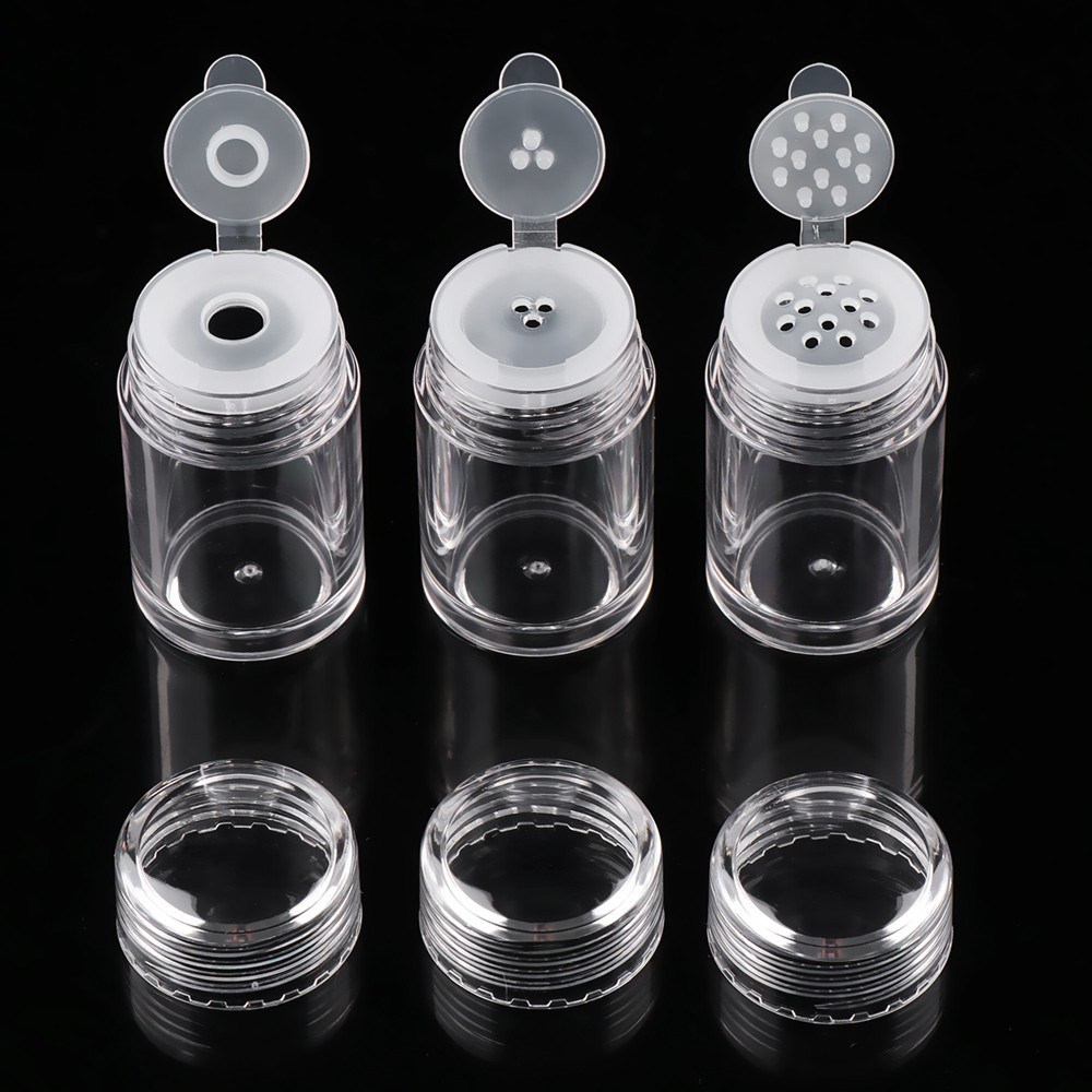 LY 3 Styles Cosmetic Sifter Container 10ml Refillable Bottles Loose Powder Jars Clear Empty Plastic Screw Lid Makeup Tools DIY Bottle