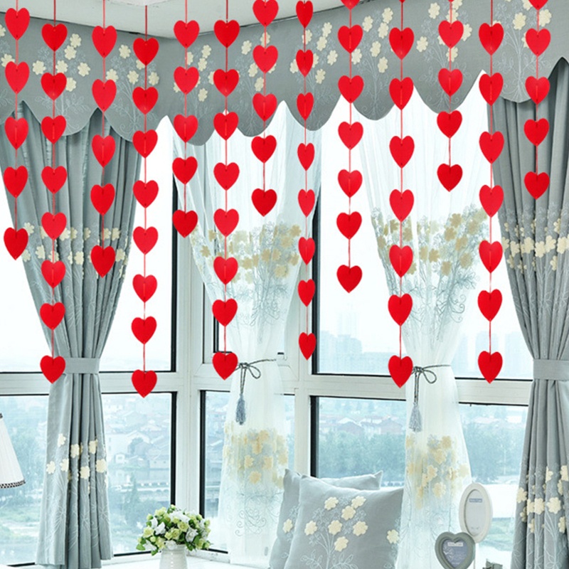 Dây Treo Trang Trí Rèm Cửa Hình Trái Tim Màu Đỏ Xinh Xắn