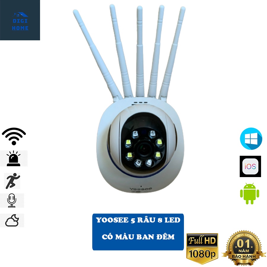 CAMERA YOOSEE WIFI 5 RÂU 8 LED CÓ MÀU BAN ĐÊM. CẢNH BÁO CHỐNG TRỘM, ĐÀM THOẠI 2 CHIỀU. BẢO HÀNH 12 THÁNG CẢ THẺ NHỚ