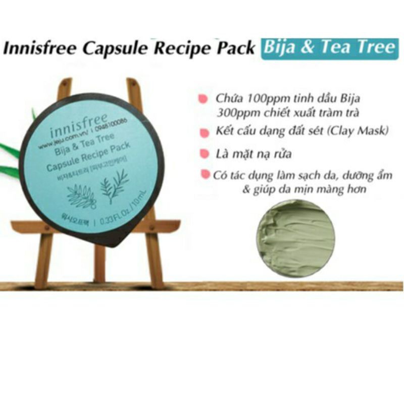 Mặt Nạ Rửa Dạng Hủ Từ Bija & Cây Trà Innisfree Capsule Recipe Pack Bija & Tea Tree 10ml