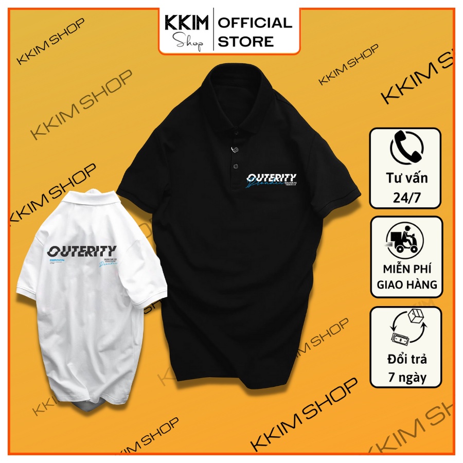 Áo Polo OUTERITY, Full Size Nam Nữ, áo thun có cổ trắng, đen, cổ trụ Unisex chất Thun Cá Sấu Poly Thái KKimshop
