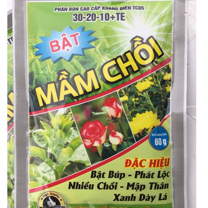 Phân bón NPK siêu bật lộc, bật chồi hoa hồng, hoa đào 60g