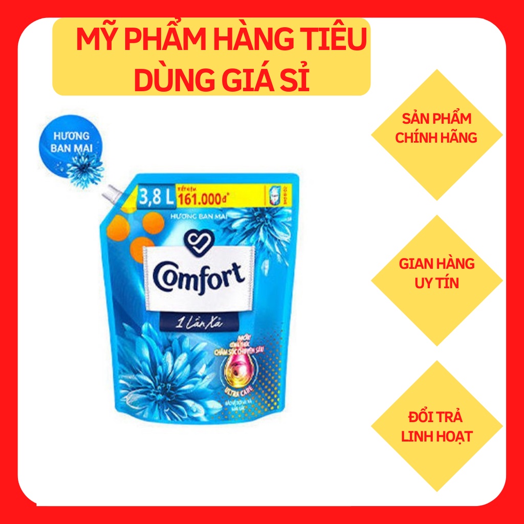 Nước xả vải  Đậm đặc Một lần xả Hương Ban Mai túi 3.8L