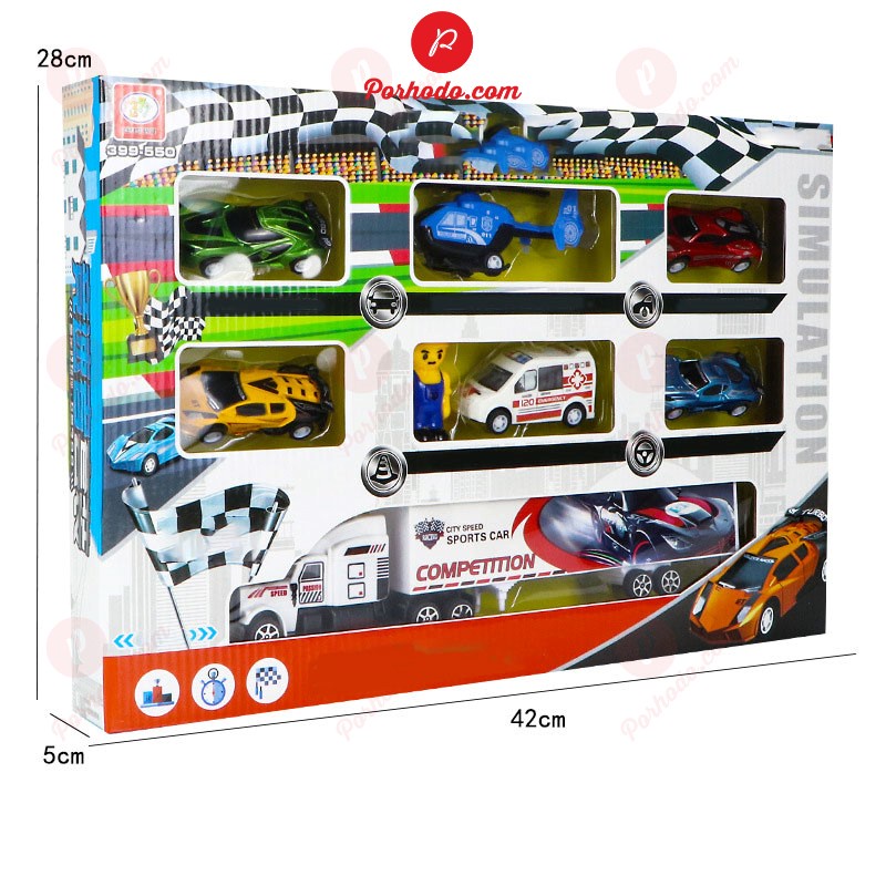 Bộ 7 đồ chơi ô tô xe tải, xe công trình xây dựng, máy bay, xe đua, xe quân sự cỡ lớn trẻ em KB216111